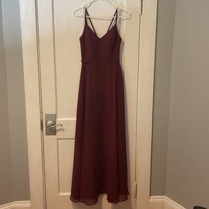 Azazie Janine Dress - Cabernet, Size 0 (Unaltered)